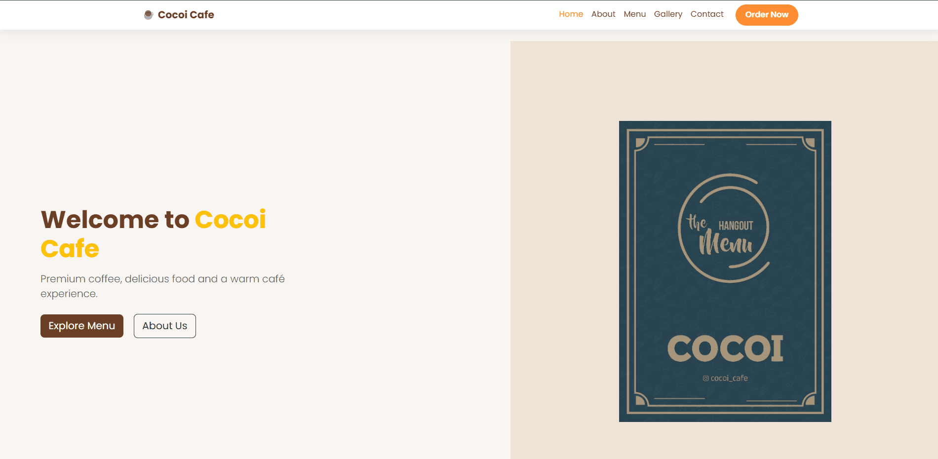 Coco Cafe Branding Page